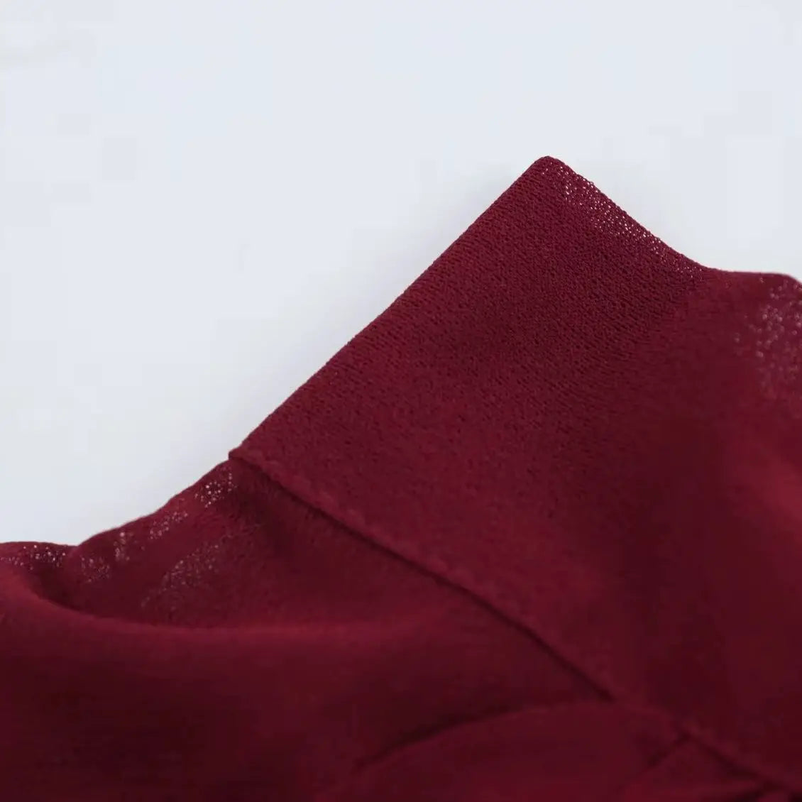 Elegant Women Blouse with Stand Up Collar Ruffle Edge Decoration and Folded Sleeve Detail Chic Shirt Top