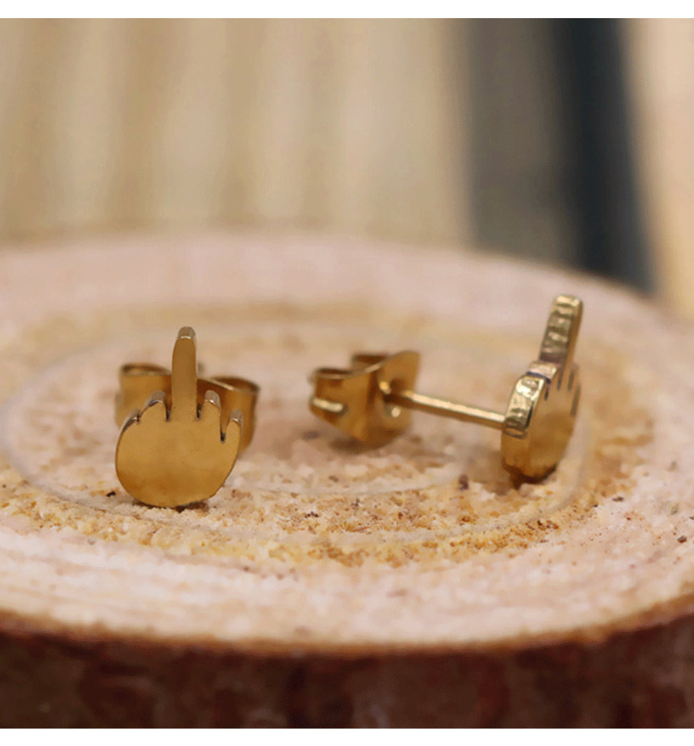 Middle Finger Earrings Stainless Steel Hoop Earrings for Men and Women