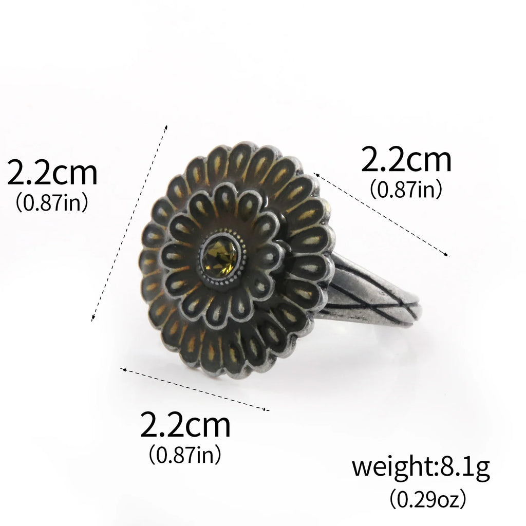 Dark Souls Adjustable Gemstone Ring Chrysanthemum Design for Cosplay Jewelry Accessories