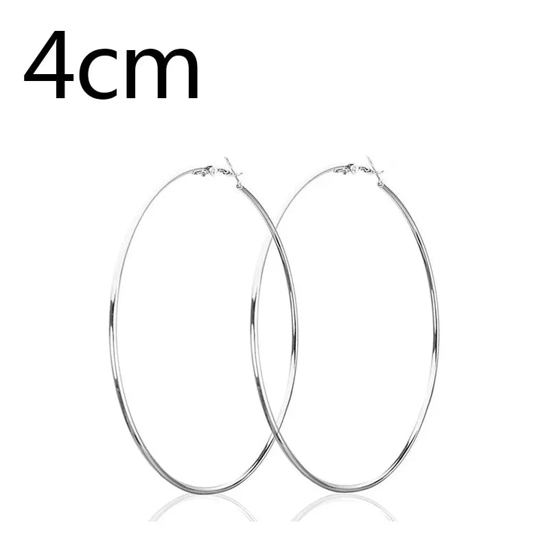 30-100mm Stainless Steel Circle Hoop Earrings Set for Women and Men Fashion Jewelry Gift