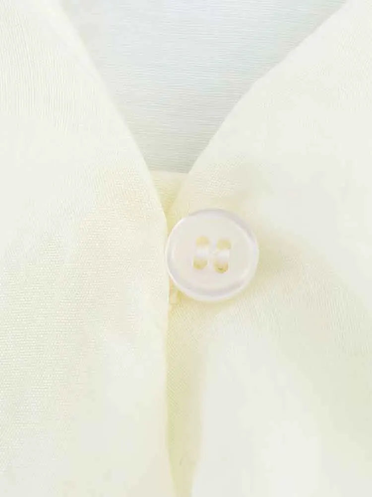 Women's Fashion V-Neck Puffy Long Sleeve Shirt with Layered Decoration and Elegant Temperament