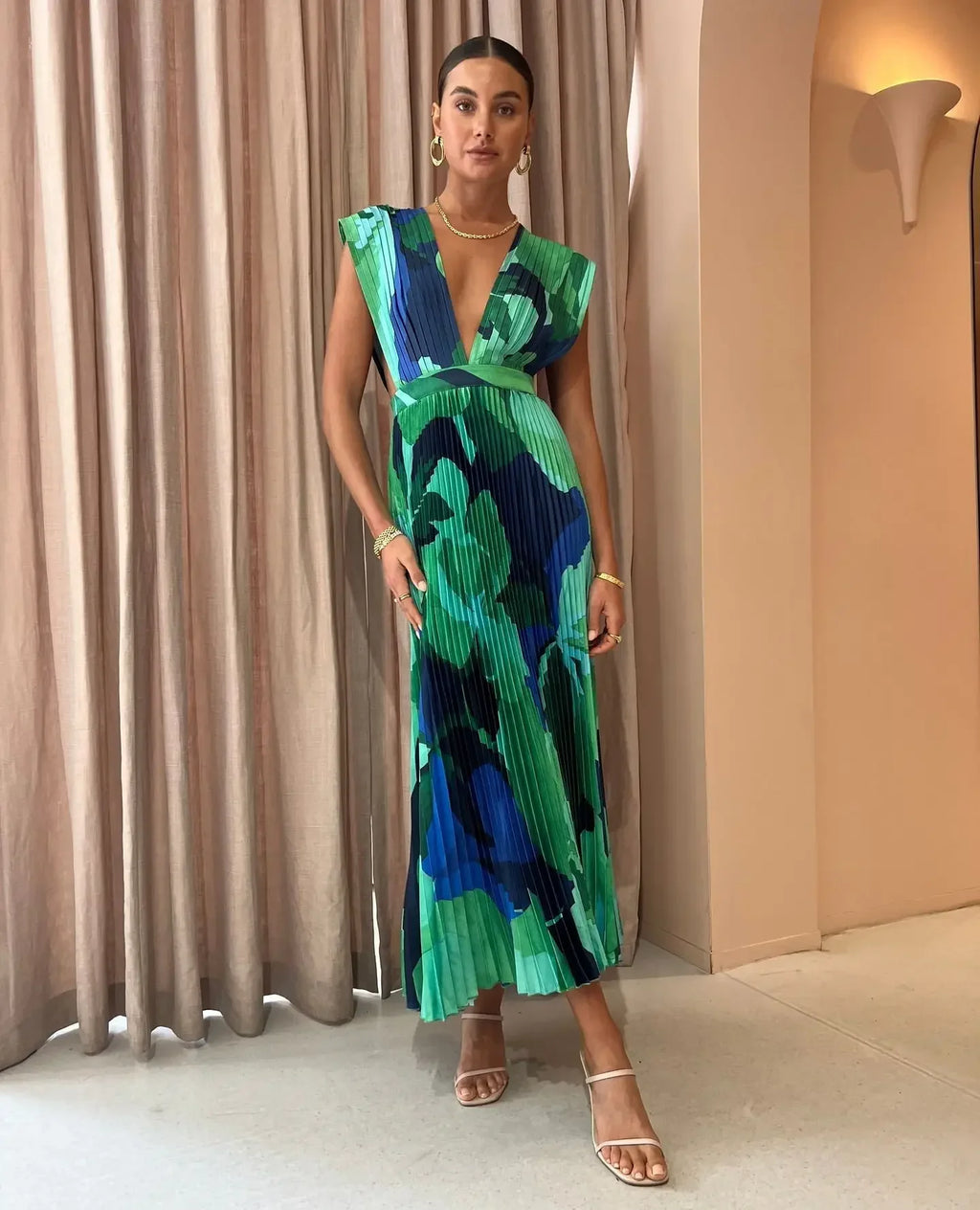 Pleated Sleeveless Casual Dress For Women Summer Vacation