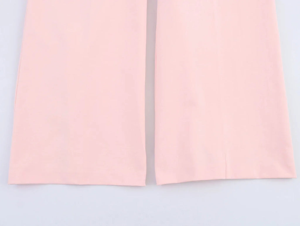 Women High Waist Straight Leg Jumpsuit with Halter Neck Sleeveless Design Side Zipper Wide Leg Pants Chic Spring Summer Outfit