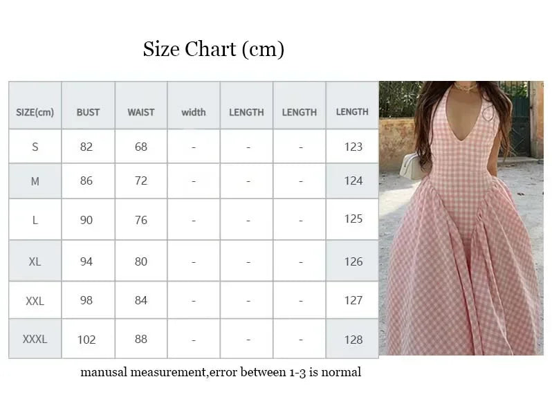 Backless Lace Up Halter Dress With Plaid Patchwork Design