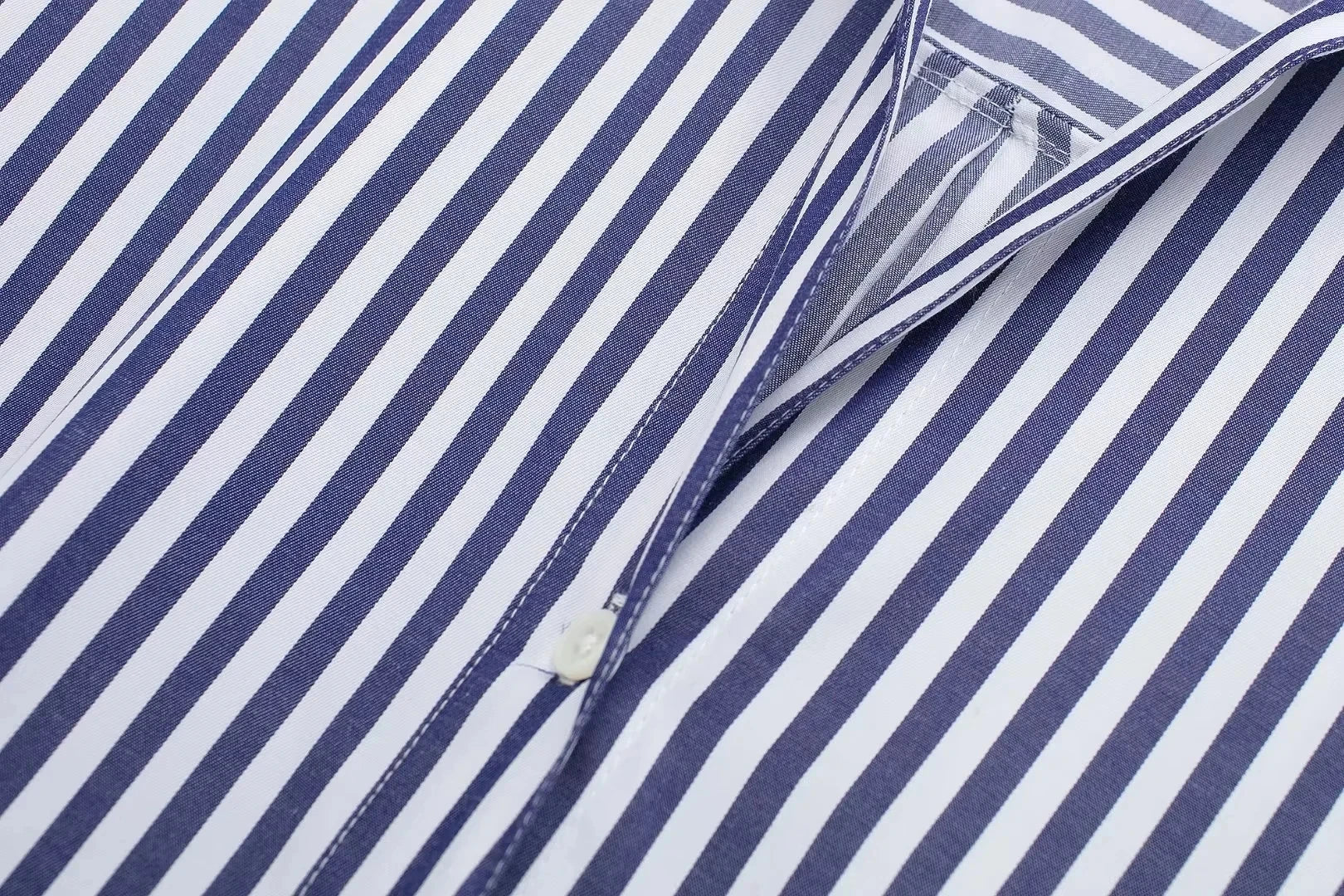 Women's Casual Striped Single Breasted Long Sleeve Lapel Blouse Elegant Solid Color Office Shirt Chic Top