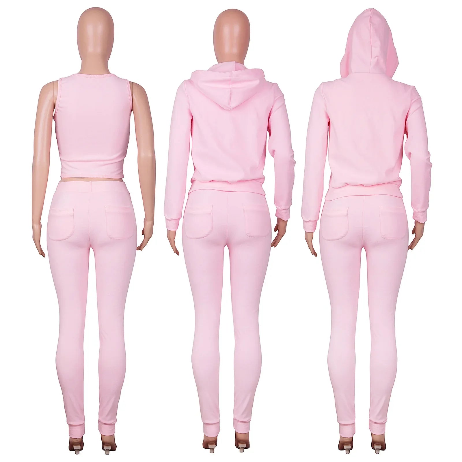 Women Thick Fleece 3 Piece Jogger Sweatsuit Set with Sweatpants, Vest and Hoodie for Fall and Winter