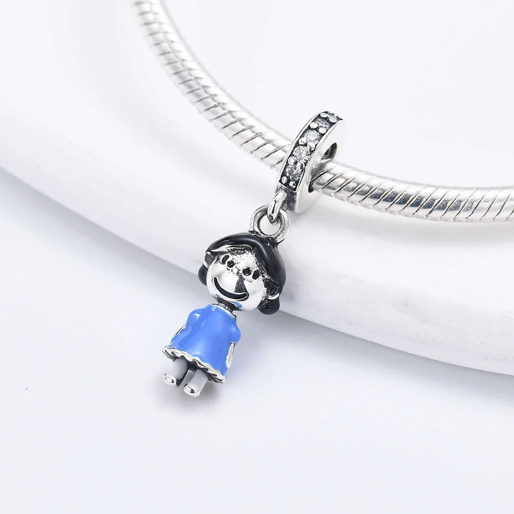 Snoopy Charlie Brown 925 Silver Charm Pendant for Women Fit 3mm Bracelets