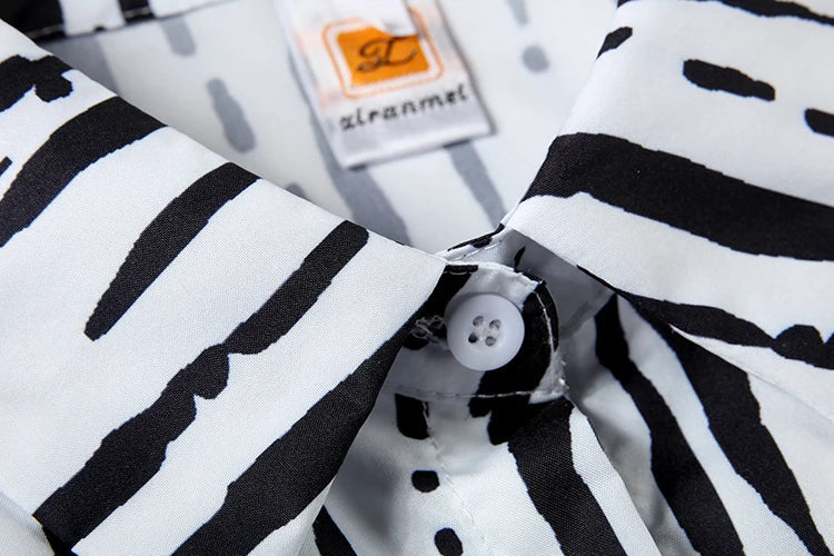 Fashion Printed Loose Long Sleeve Shirt and Straight Leg Pants Set for Women