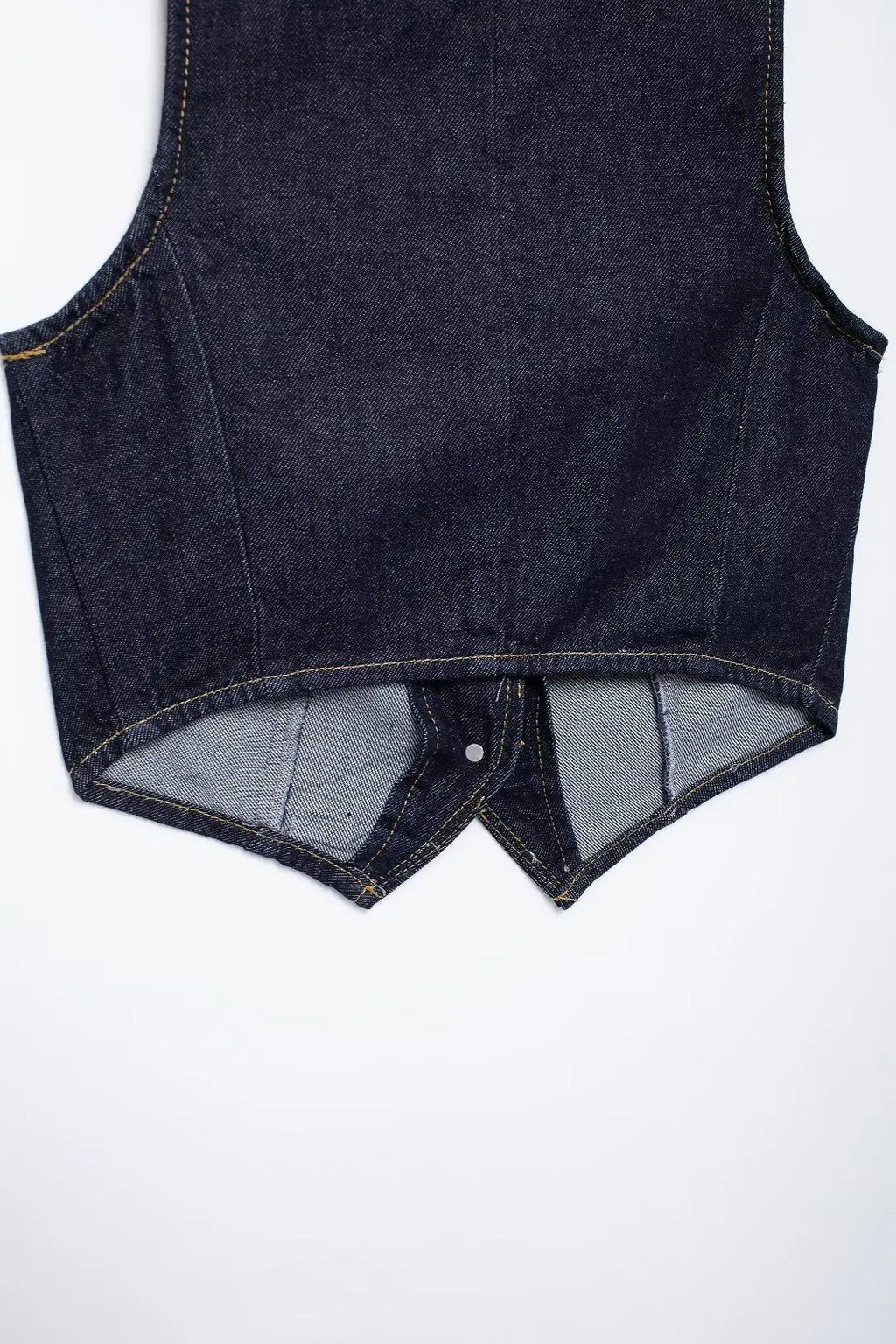 Denim V-Neck Collarless Vest Outfit with Long Pants for Women in Autumn