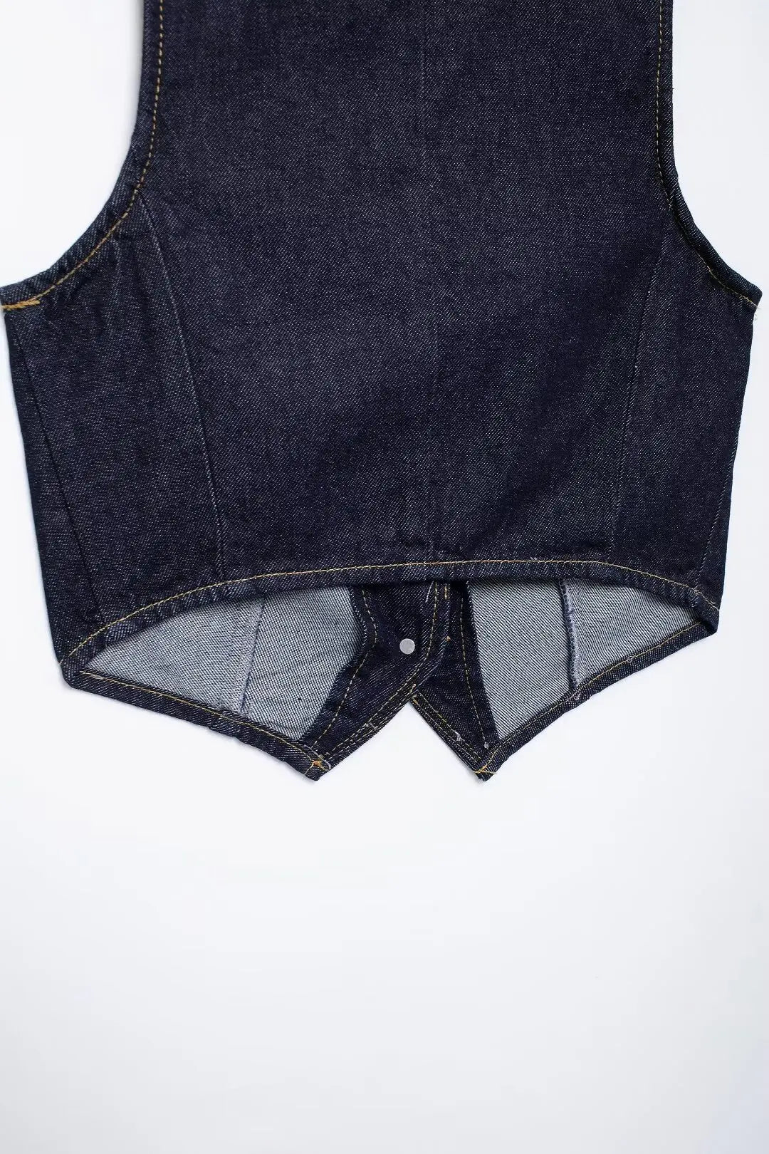 Denim V-Neck Collarless Vest Outfit with Long Pants for Women in Autumn