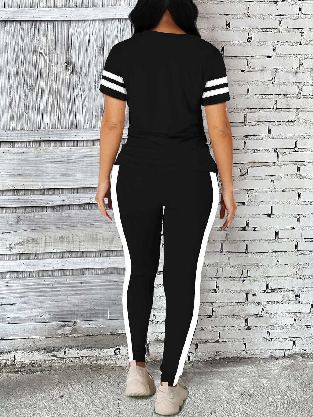 Women's Casual Yoga Set Comfortable Tie-Dye Stripe Activewear Fitness Outfit