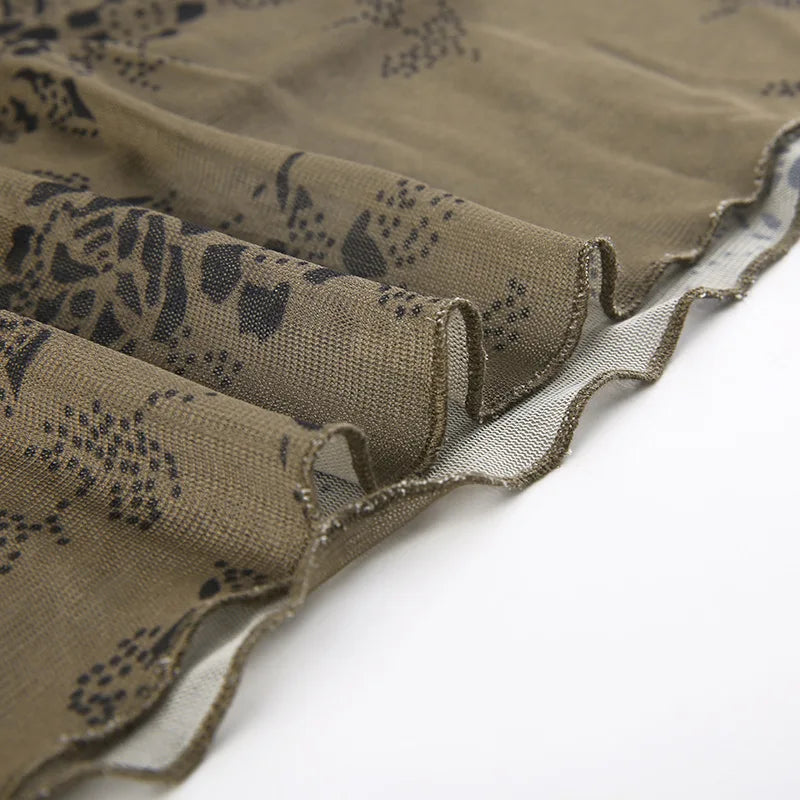 Gothic Floral Sleeveless Patchwork Dress for Party Night