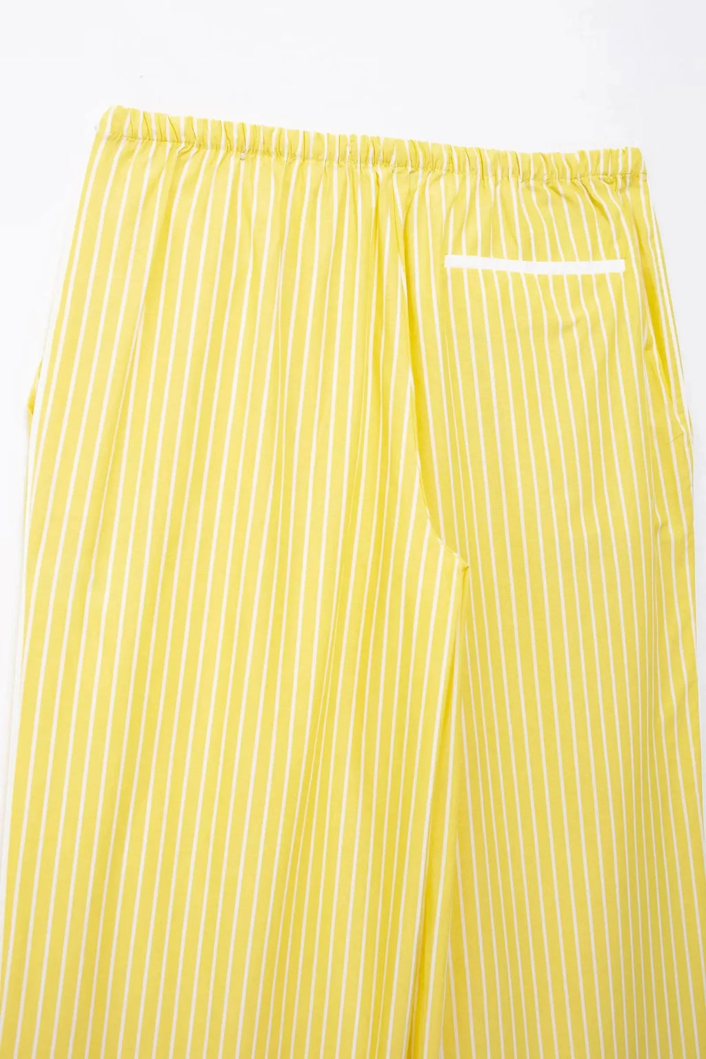 Stylish Women's Yellow Striped High Waist Drawstring Casual Trousers Cozy Loose Long Pants