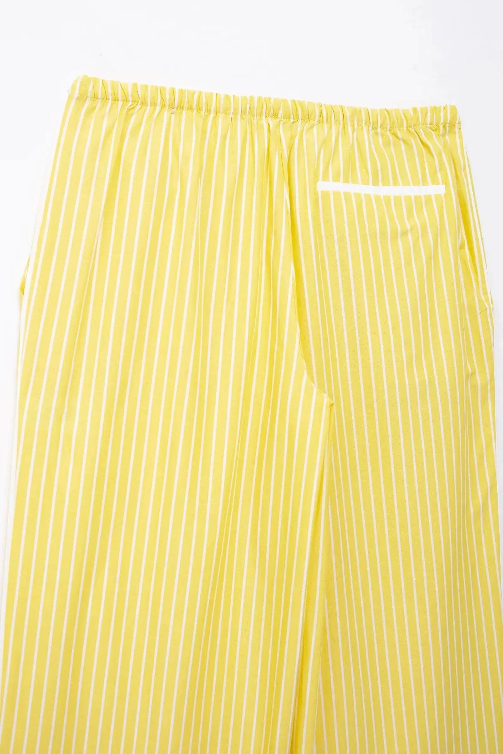 Stylish Women's Yellow Striped High Waist Drawstring Casual Trousers Cozy Loose Long Pants