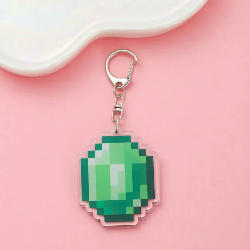 Diamond Sword Keychain with Enchanted Golden Apple and Pickaxe Model Toys for Gamers and Collectors