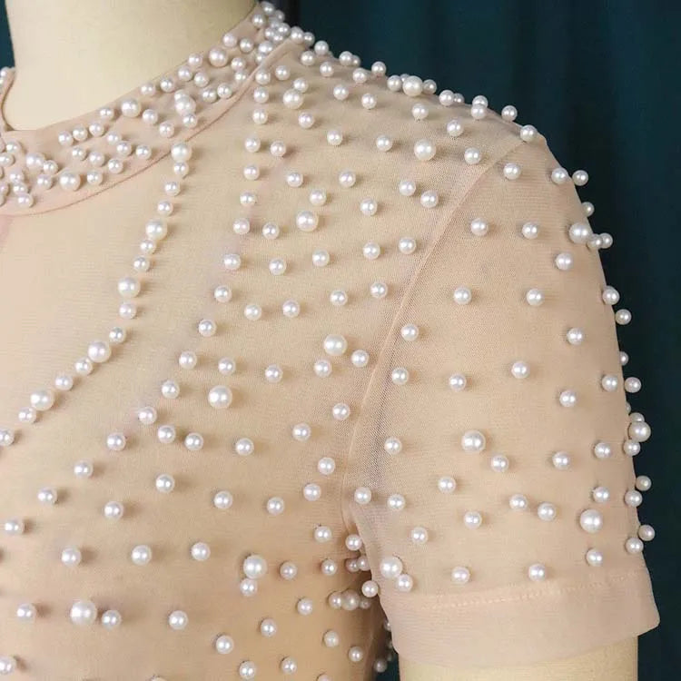 Elegant High Waisted Beaded Short Sleeve Jumpsuit for Women Luxury Birthday Dinner Party Romper Overalls Outfit