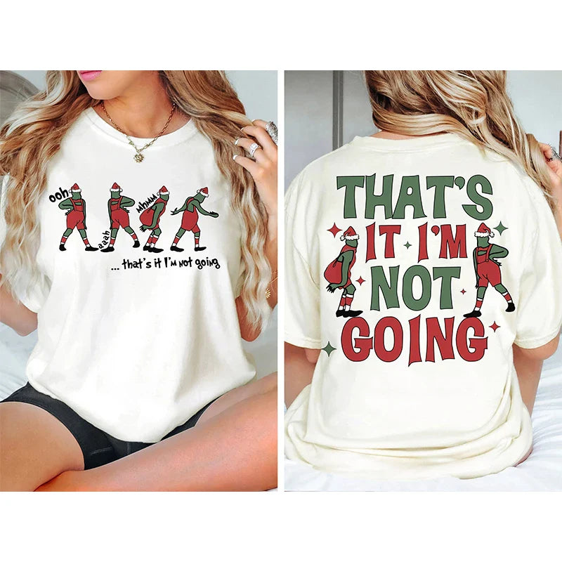 Christmas Quirky Printed Cotton Round Neck Women's Oversized T-Shirt