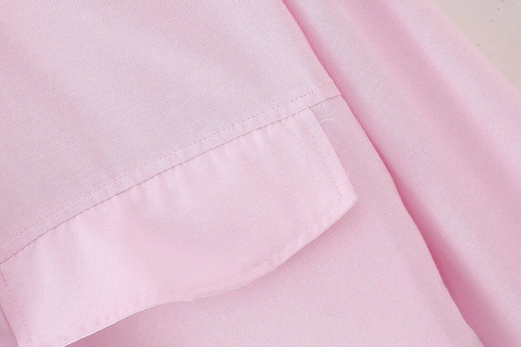 Elegant Patchwork Blouse for Women Long Sleeve Single Breasted Lapel Shirt Chic Short Top