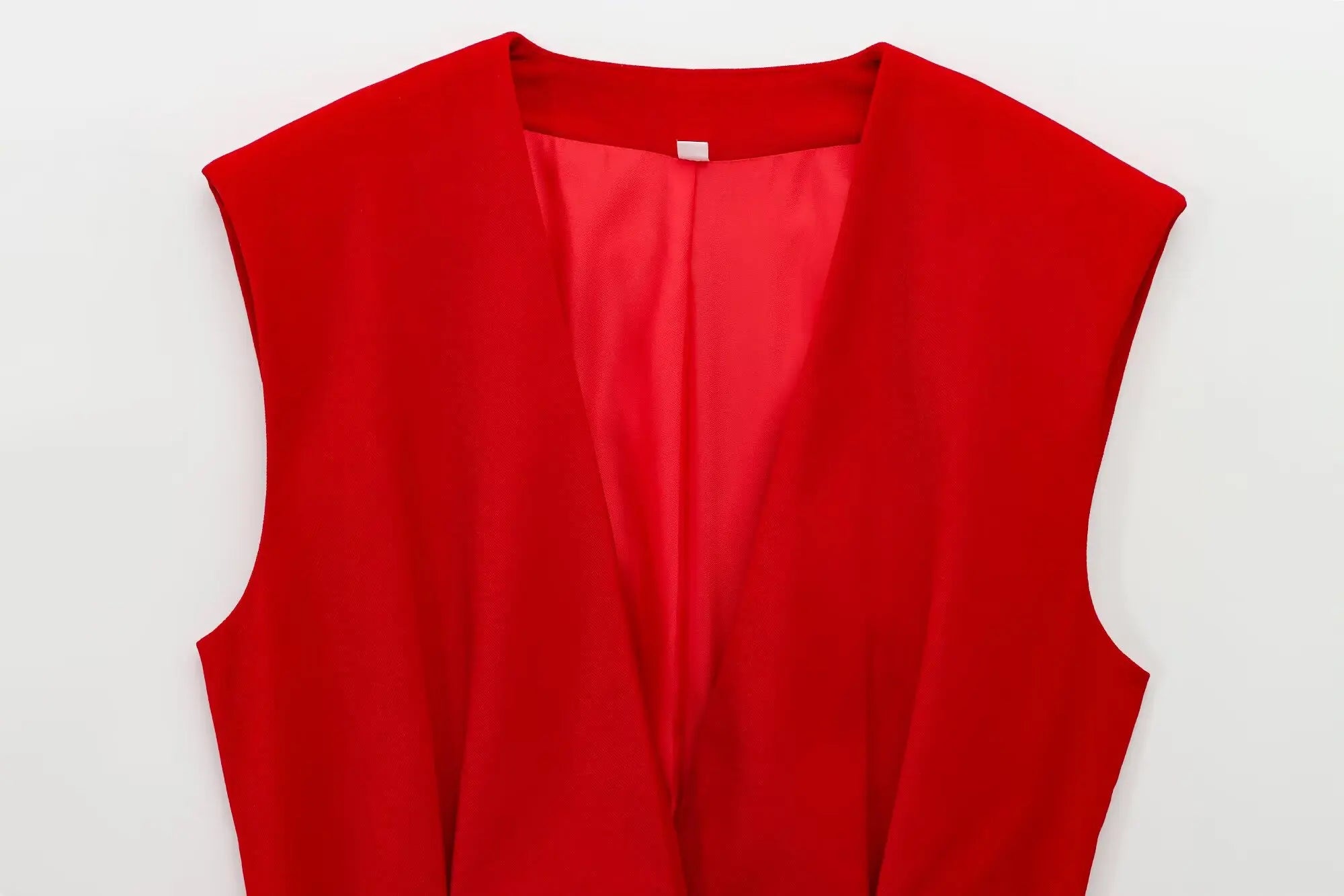 Fashionable Red Vest and Flared Pants Suit for Women with Belt, Versatile and Simple Temperament Outfits
