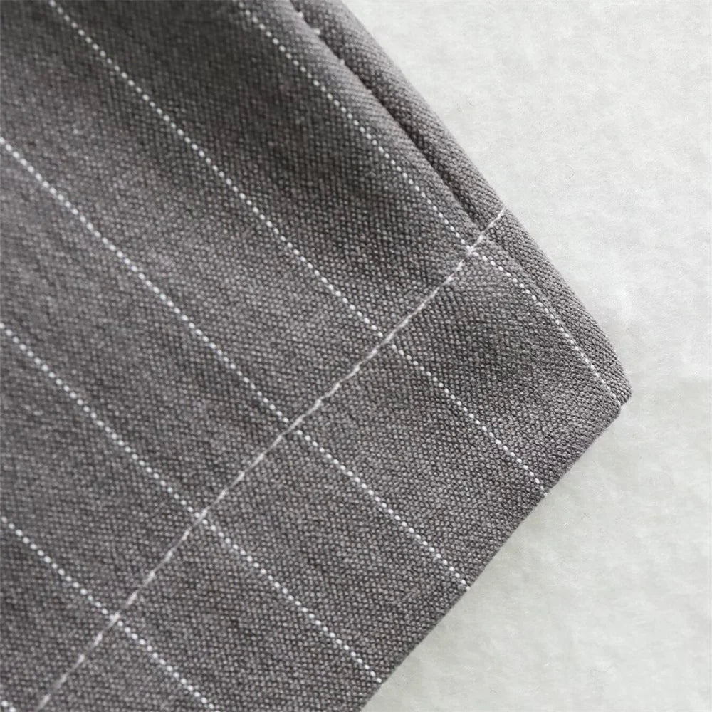 Striped Suit Set For Women With Jacket And Wide Leg Pants