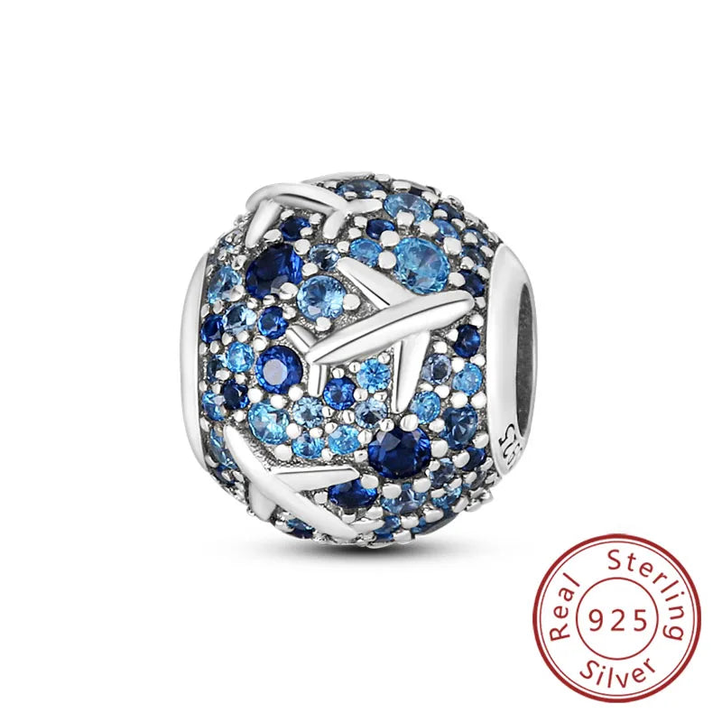 Fit Original 925 Sterling Silver Clip Charms with Zircon and Silicone Spacer Beads for Women DIY Bracelet Gift