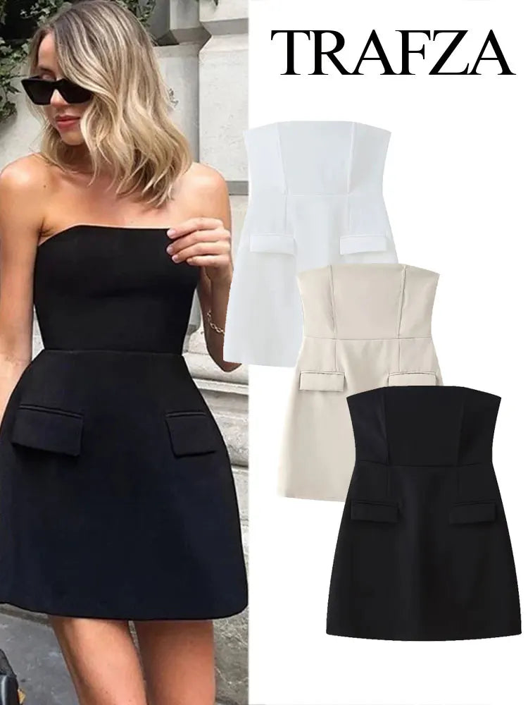 Sexy Strapless Mini Skirt For Women Solid Color Summer