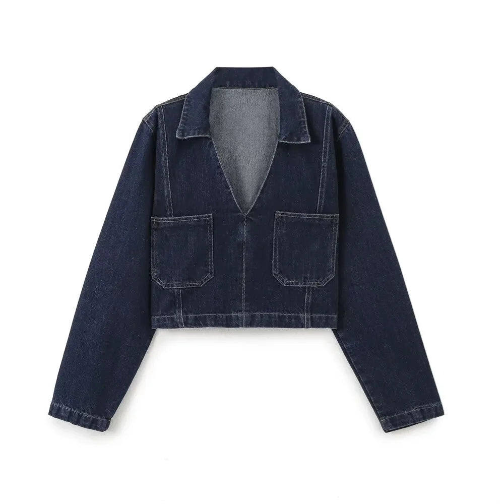 Autumn Women's Fashion Casual Denim Shirt with Collar and Long Sleeves Paired with High Waist Wide Leg Jeans Set