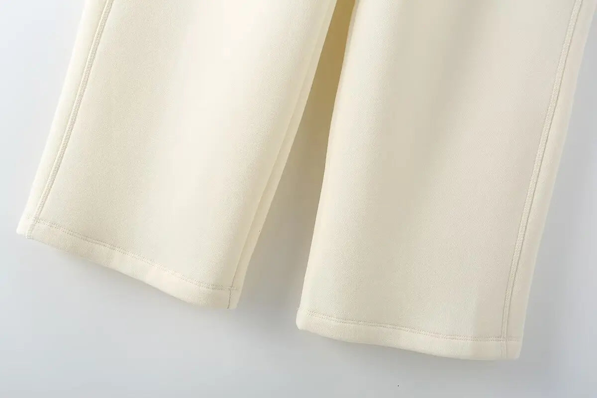 Chic Solid Hoodie and Wide Leg Trouser Set for Women with Elastic Waist and Lace-Up Detail Perfect for Casual and Commute Wear