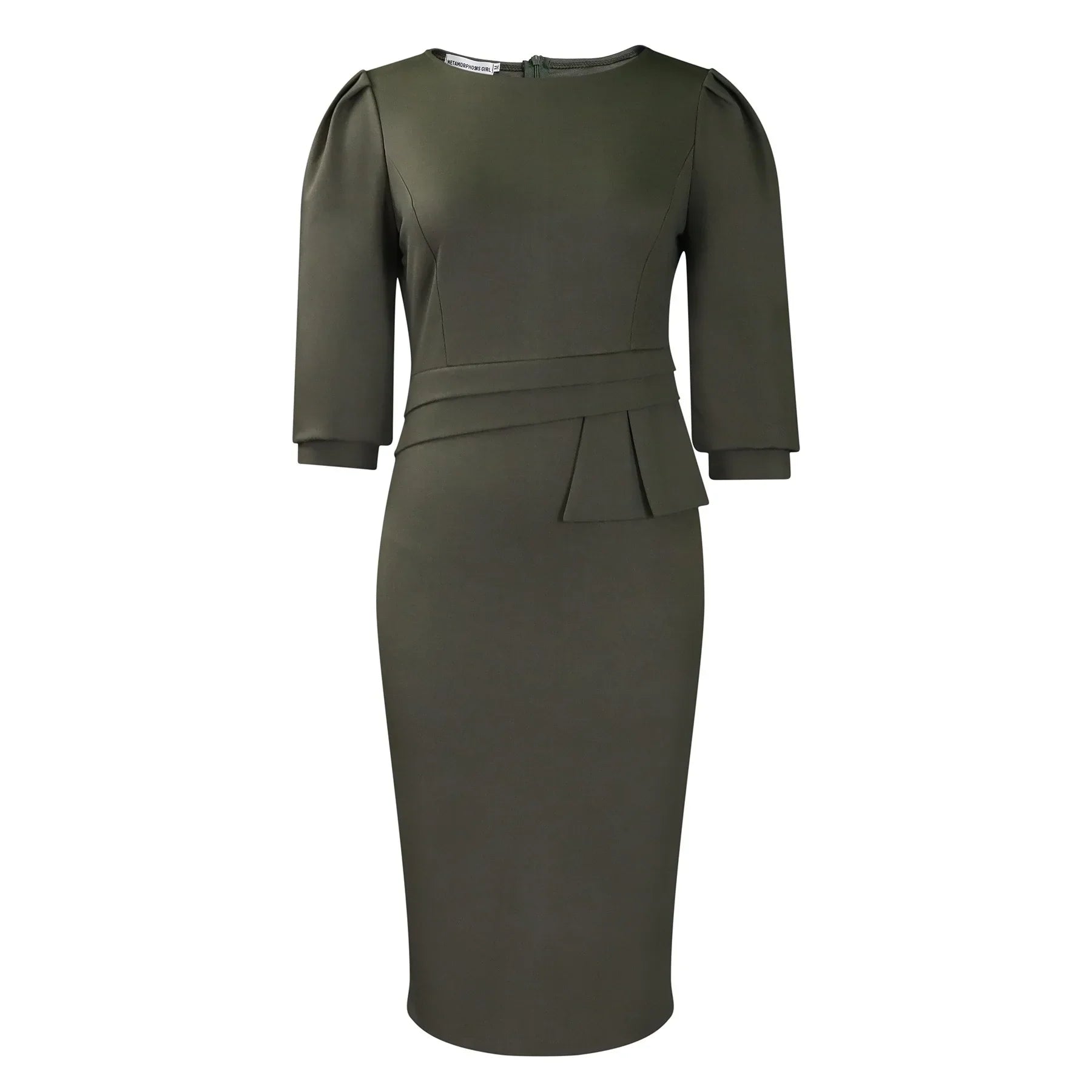 Elegant Office Dress For Women O Neck Half Sleeve Sheath
