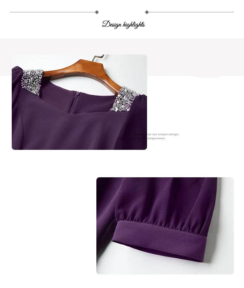 Purple Embroidered A Line Dress For Office And Party