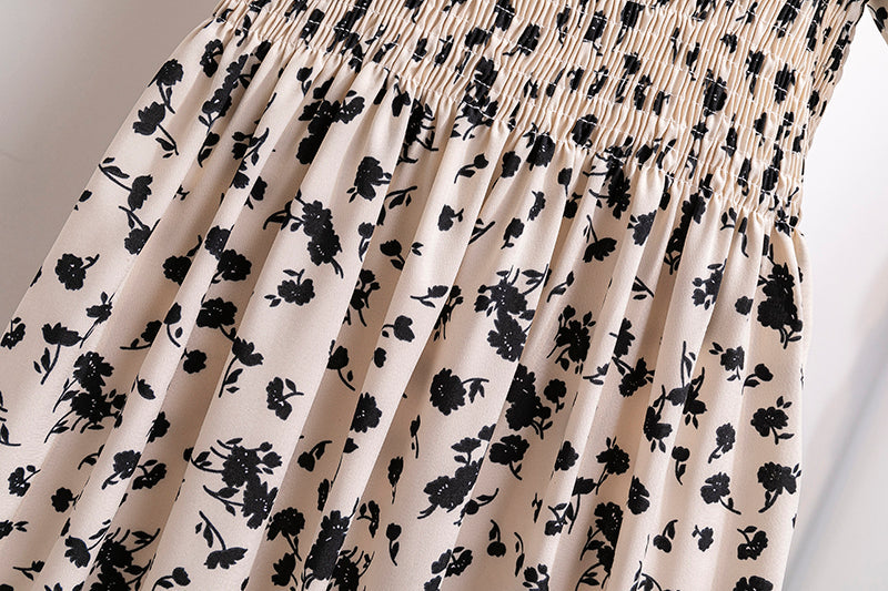 Backless Chiffon Pleated Midi Dress With Elastic Waist