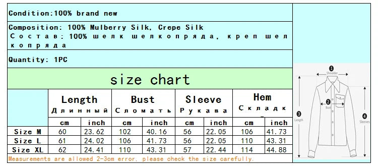 Women 100 Percent Mulberry Crepe Silk Shirt White Floral Button Down Long Sleeve Blouse Elegant Office Top M L XL