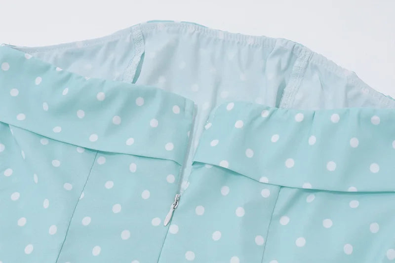 Off Shoulder Dot Print Mini Dress With Slash Neck Detail