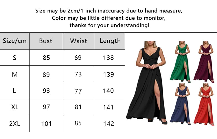 Deep V Neck Sleeveless Maxi Dress With Slit High Waist