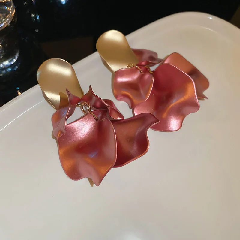 Stylish Multicolored Flower Earrings for Women Delicate Petal Tassel Stud Earrings Perfect for Everyday and Party Accessories