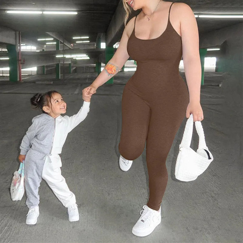 Women's Sleeveless Black Bodycon Jumpsuit Sexy Backless Slim Fit Casual Romper Streetwear Overall