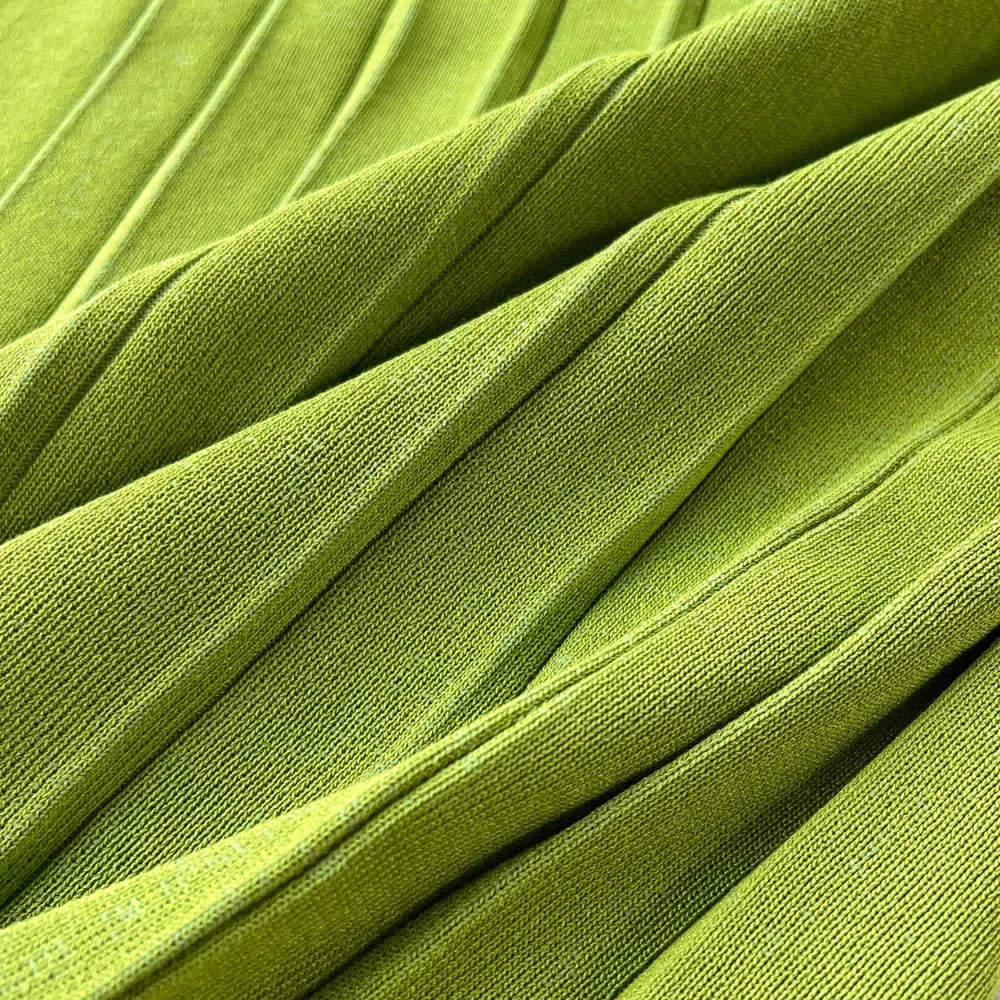 Solid Pleated Knitted Dress For Women Loose Fit Maxi