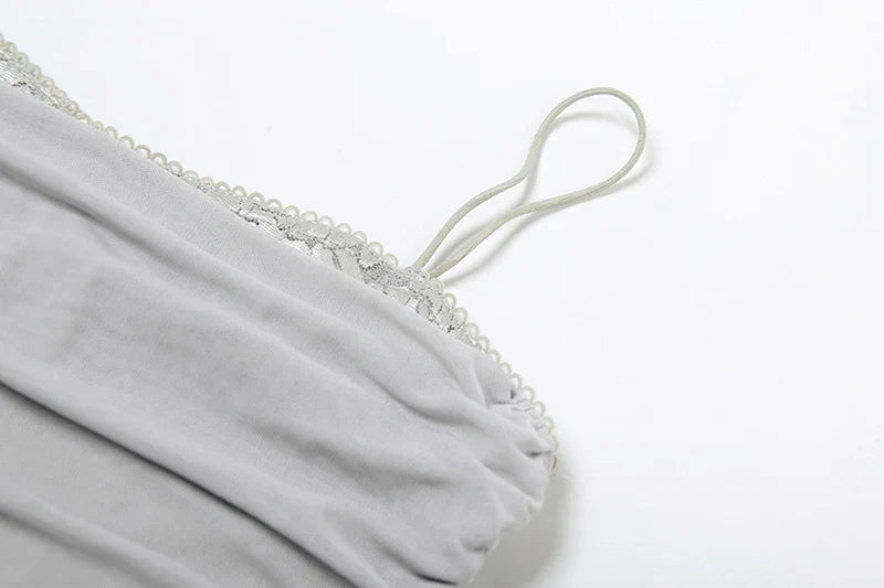 Patchwork Lace Mesh Bodycon Dress With Spaghetti Straps