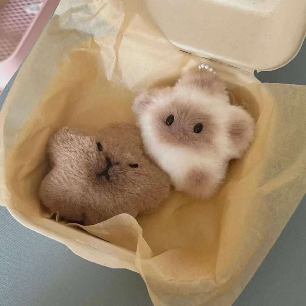 Kawaii Cartoon Squeeze Capybara Plush Keychain Soft Stuffed Animal Keyring Toy for Kids
