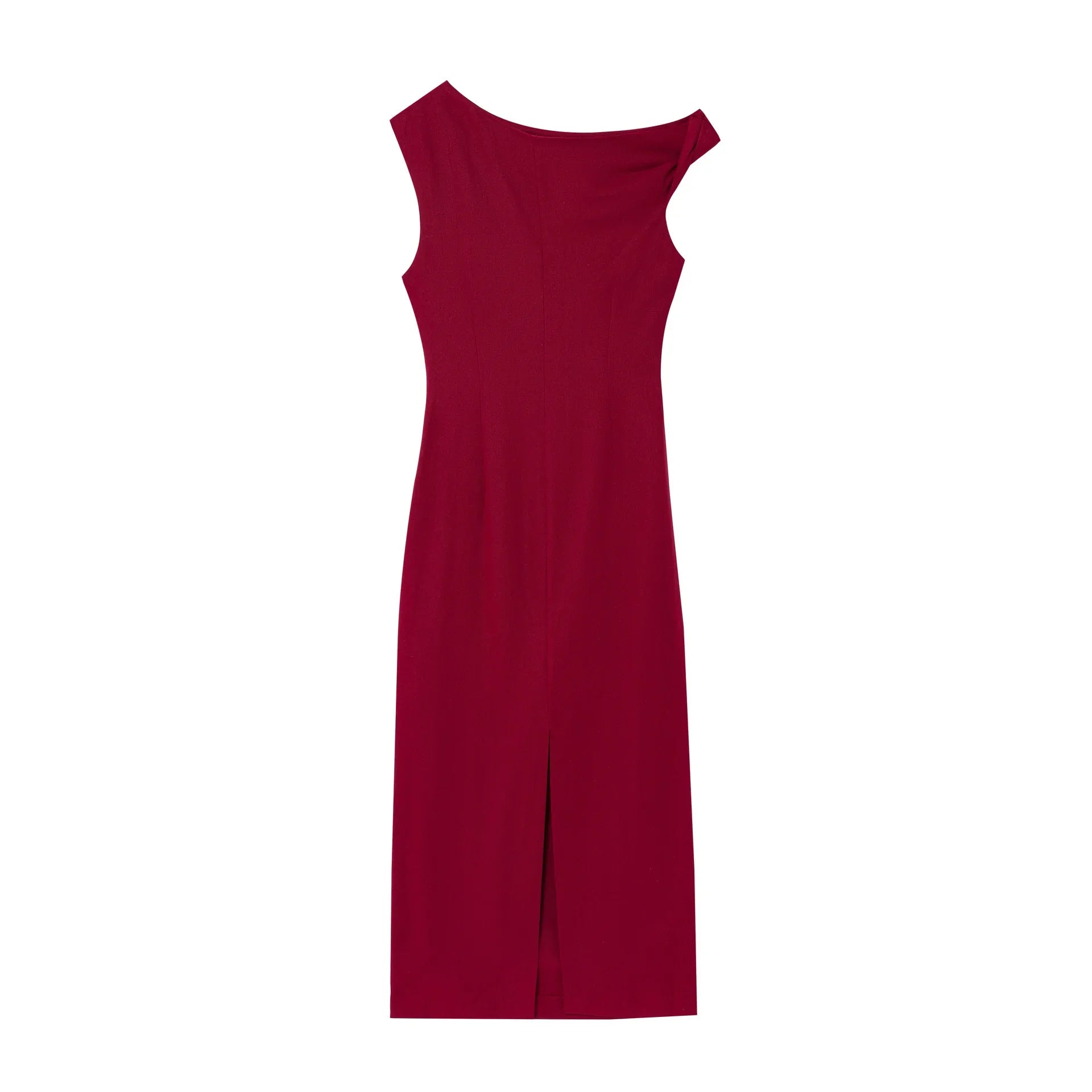 Women's Pleated Asymmetric Evening Dress High Waist Zipper