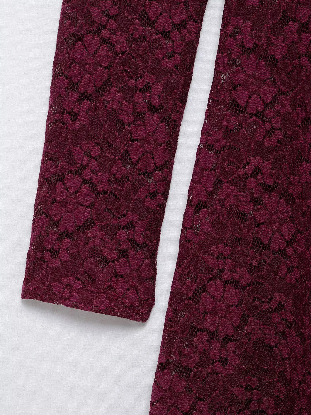 Lace Midi Dress Solid Hollow Out Asymmetric Long Sleeve