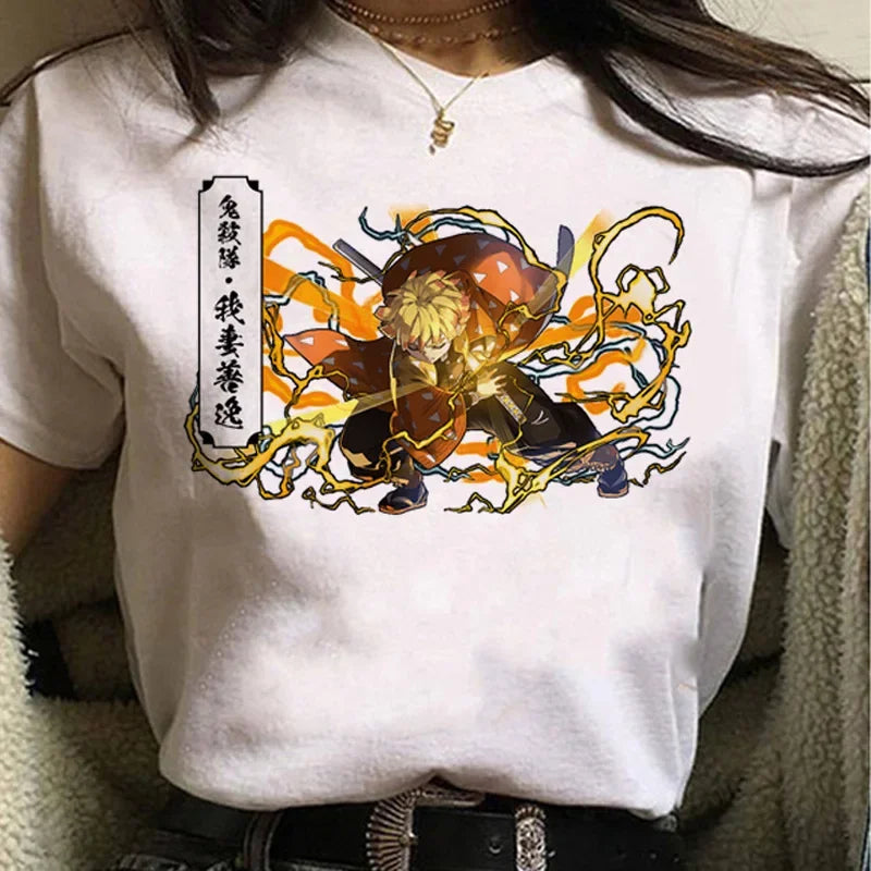 3D Printed Japanese Anime Demon Slayer Women's Casual Short Sleeve T-Shirt