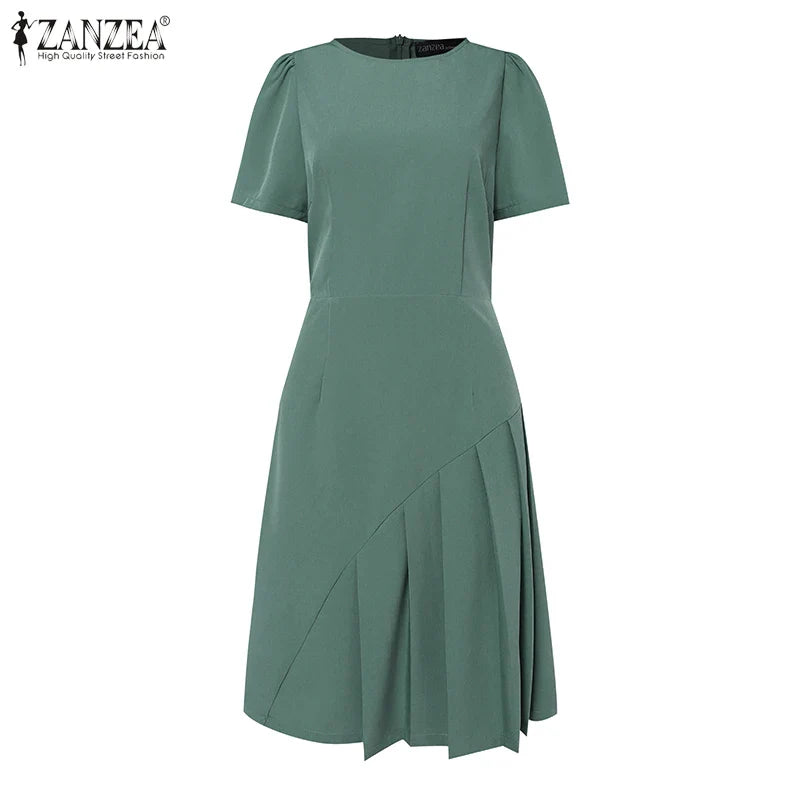 Elegant Short Sleeve A Line Knee Length Summer Dress