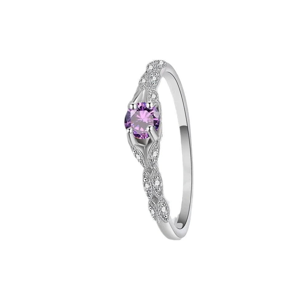 Light Luxury Amethyst Zirconia Women's Ring Simple Fashion Gem Temperament Ring