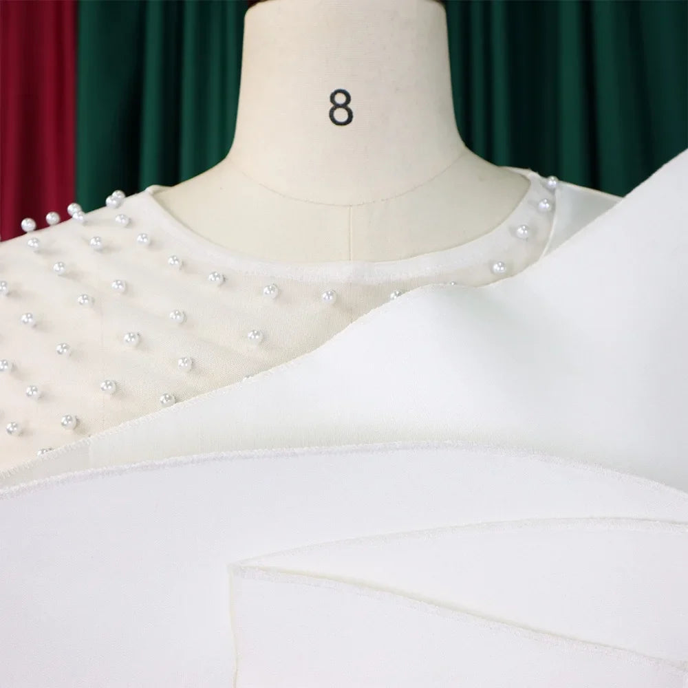 Elegant High Waisted Jumpsuit for Women with Round Neck Beaded Detail and Transparent Sleeves Perfect for Birthday Parties and Special Occasions