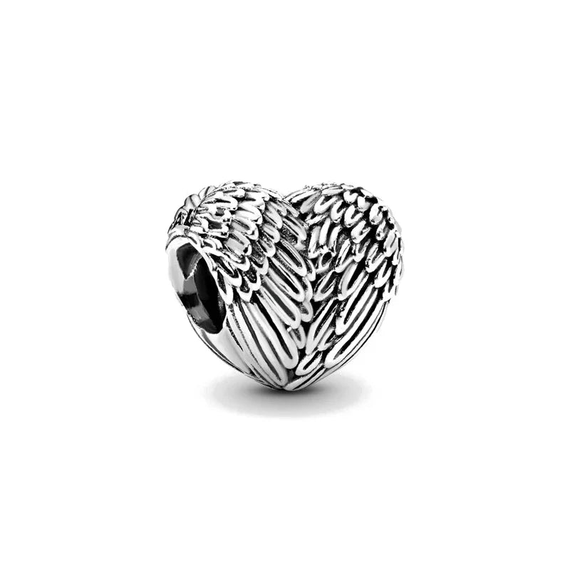 925 Sterling Silver Family Tree Heart Pendant Beads for DIY Bracelets