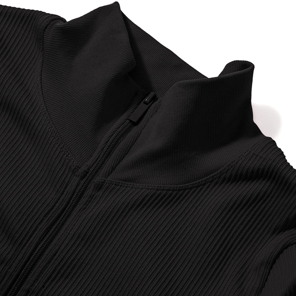 Women's Bodycon Jumpsuit Casual Fitness Rompers with Zipper Slim Fit Bodysuit Streetwear Activewear for Autumn and Winter