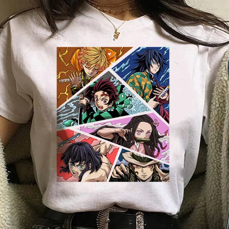 3D Printed Japanese Anime Demon Slayer Women's Casual Short Sleeve T-Shirt