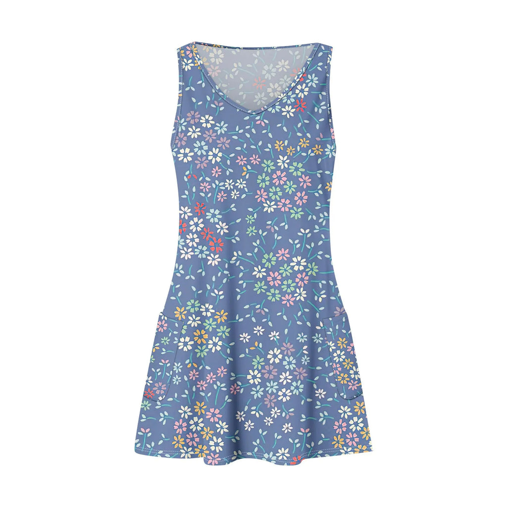 Bohemian Flower Print Beach Dress With Pockets For Women