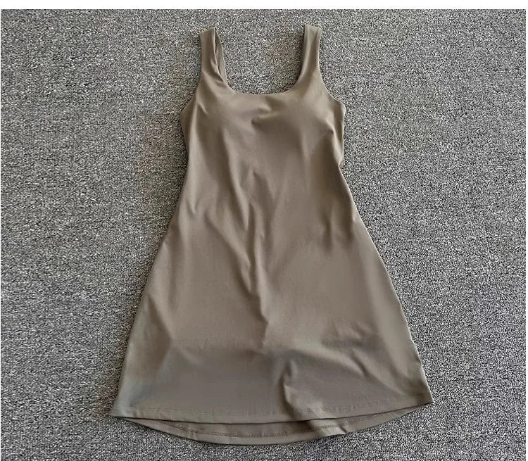 Women Tennis Dress With Built In Chest Pads One Piece Skort